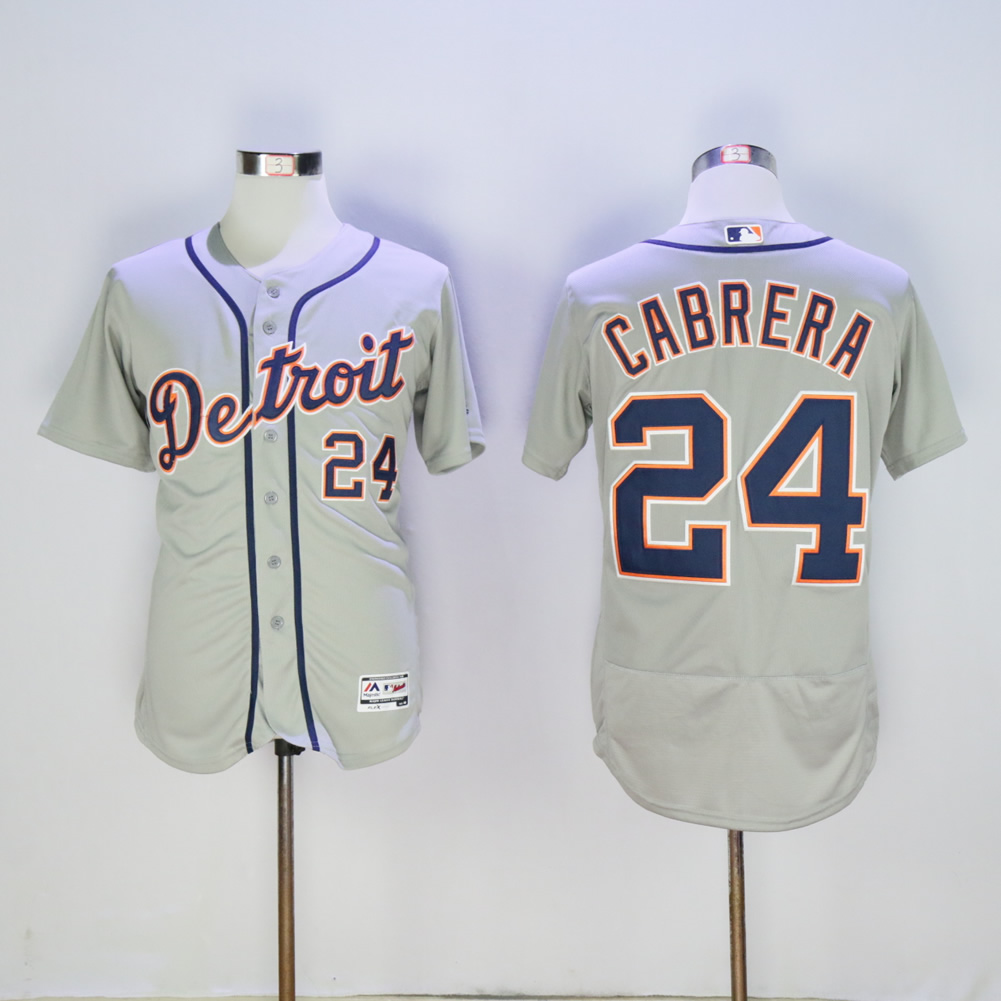 Men Detroit Tigers 24 Cabrera Grey MLB Jerseys